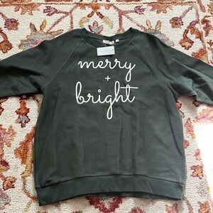 4/$25 SALE NWT Uncharted Threads Green Christmas Corduroy Crewneck Pullover